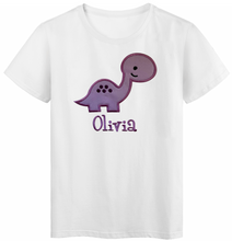 Load image into Gallery viewer, Personalized Embroidered Dinosaur Toddler T-Shirt - 3 COLORS!
