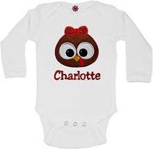 Load image into Gallery viewer, Personalized Thanksgiving Turkey Face Bodysuit Embroidered for Baby Girls with Name
