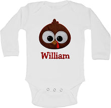 Load image into Gallery viewer, Personalized Thanksgiving Turkey Face Bodysuit Onesie for Baby BOYS with Name
